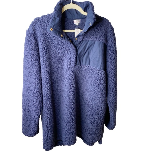 NWT Top it Off Blue Teddy Bear Oversized Cozy Pullover Sweater Faux Fur Blue 2XL - Picture 2 of 10